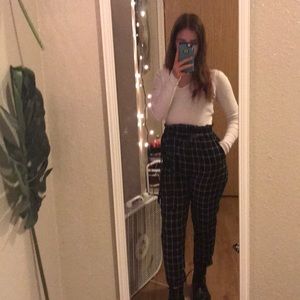 Black and white grid patterns Pants